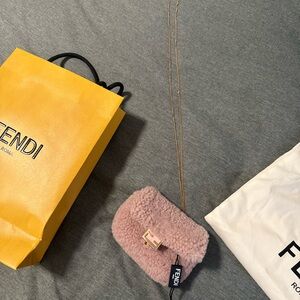 Fendi Pink Shearling Mini Bag